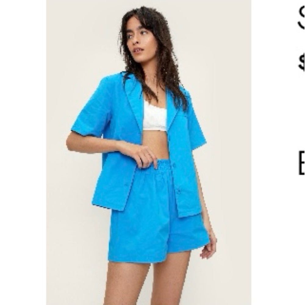 Nasty Gal Poplin Co Ord Shorts and Short Sleeve Shirt Set